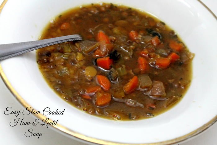 Leftovers Recipes: Use up leftover ham in this delicious and easy slow cooked Ham and Lentil Soup | www.realthekitchenandbeyond.com