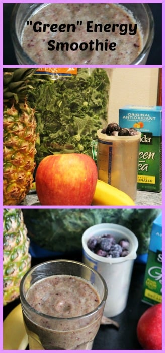 green energy smoothie and fruit