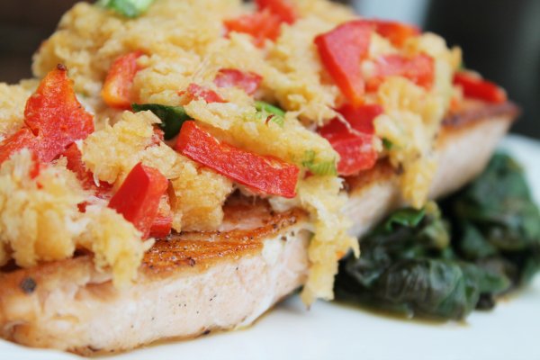 Relished Blue Crab Encrusted Salmon Relished Blue Crab Encrusted Salmon