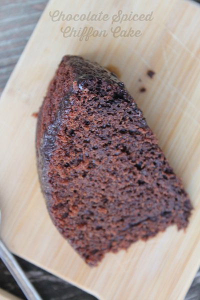 chocolate spiced chiffon cake slice 