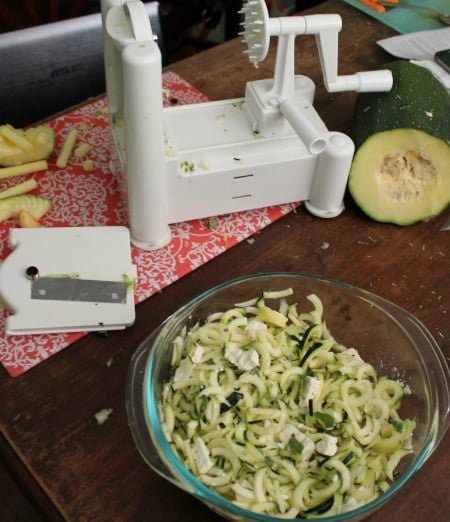 Making Zucchini Feta Salad 