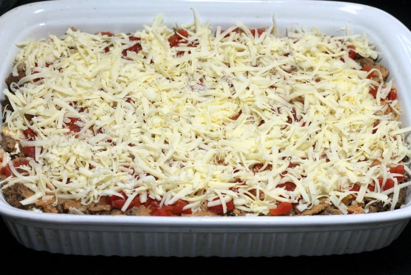 Mexican Beef and Rice Layered Casserole Cheese Topped