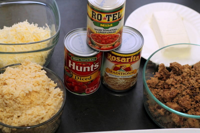 Mexican Beef and Rice Layered Casserole Ingredients
