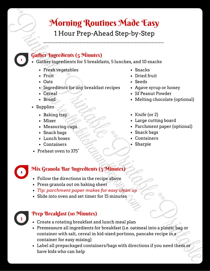 Make Mornings Easier with this 1 Hour Prep-Ahead Step-by-Step Printable