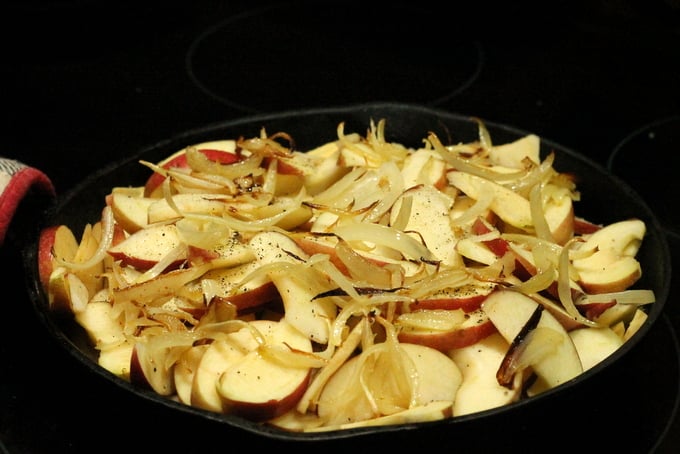 Baked Apples and Rutabaga with apples in pan