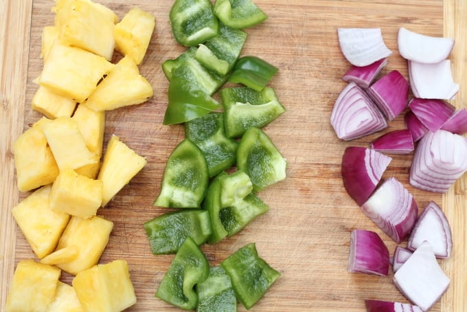 Tropical Shrimp and Pineapple Kebab Veggies