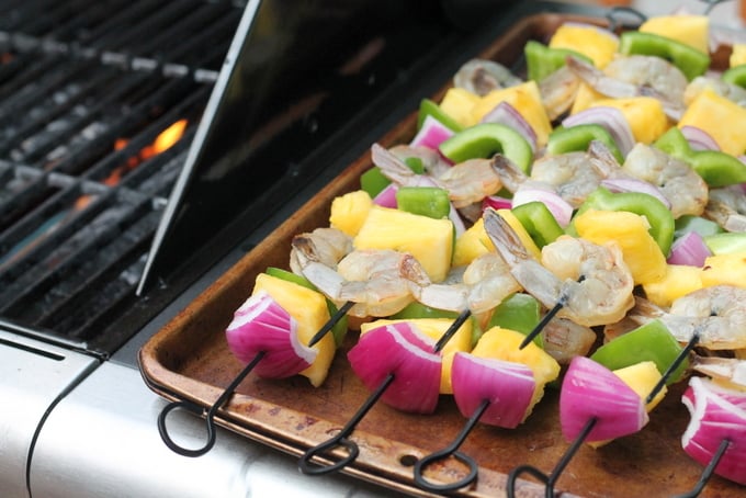 Tropical Shrimp and Pineapple Kebabs by Grill