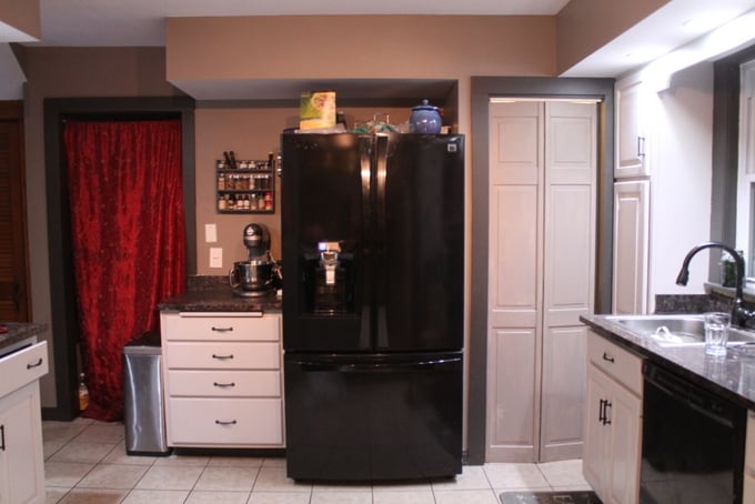 DIY Kitchen Makeover refrigerator wall
