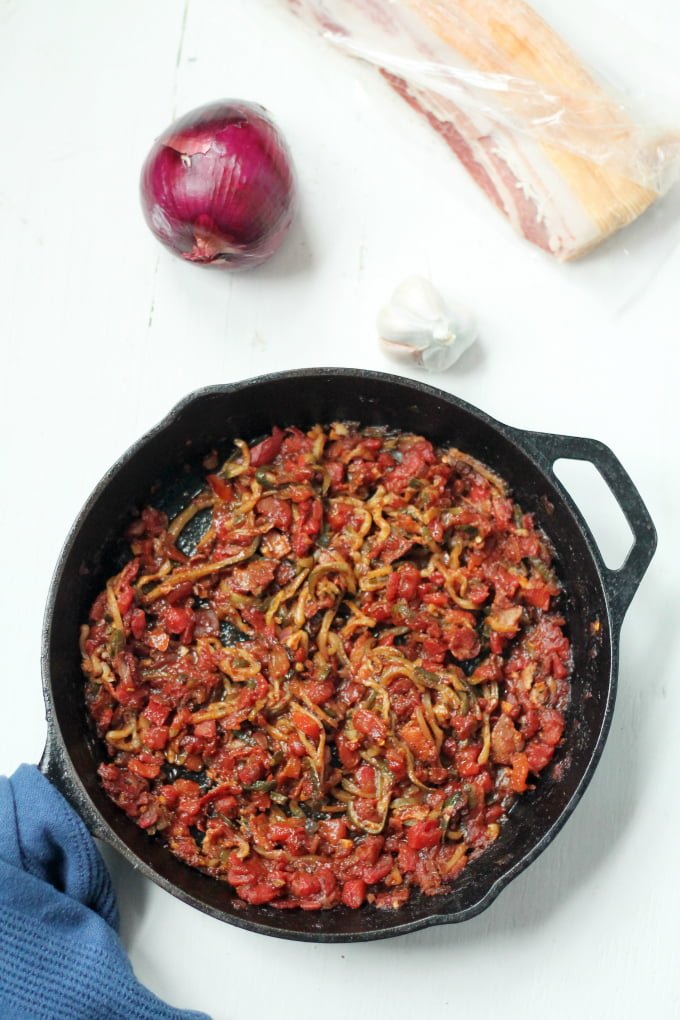 Zucchini Noodle Recipe with Tomato Bacon Sauce