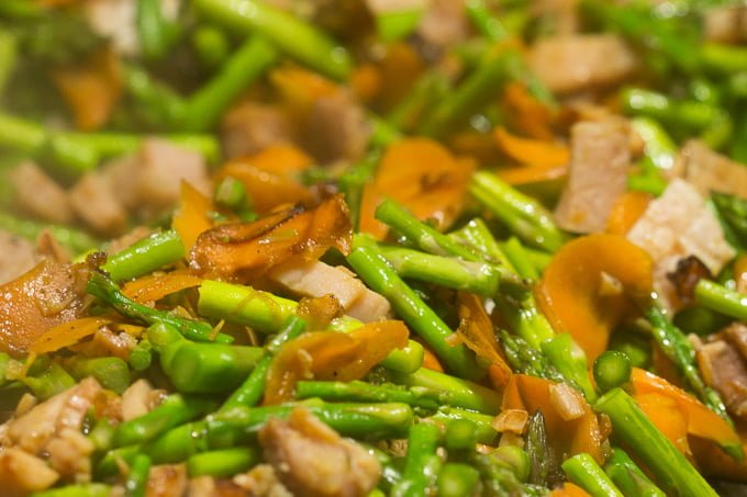 Ham and Asparagus Skillet